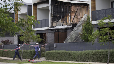 Investigators at the scene on Wednesday.
