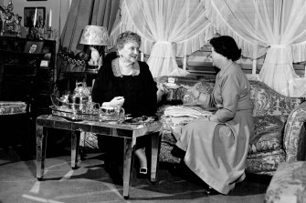 Emily Post, left, in her NY apartment in 1943.