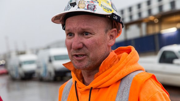 AWU shop steward Johnny Keys at the West Gate Tunnel worksite on Thursday morning.