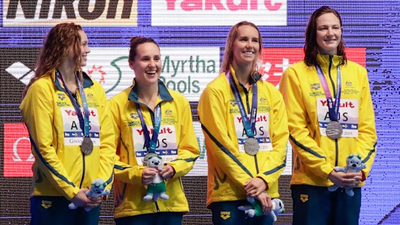 Leader: Cate Campbell (right) stood tall both in and out of the pool.