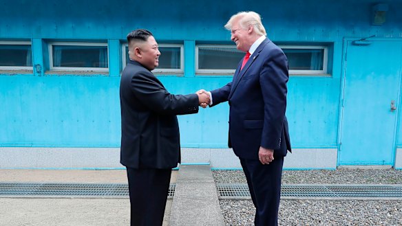 Kim Jong-un and Donald Trump met in the demilitarised zone earlier this year.