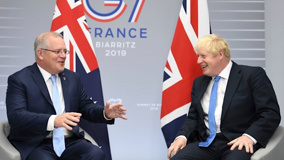 Scott Morrison and Boris Johnson in the photo posted on Instagram by Mr Morrison. 