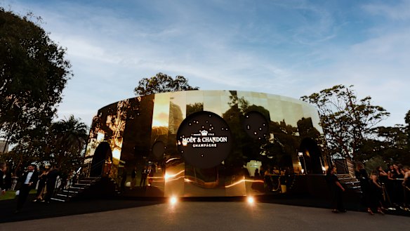 Moet’s purpose-built “gilded cage” overlooking the Sydney Opera House.