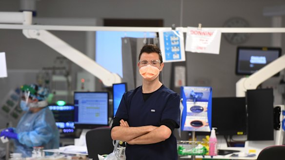Intensive care doctor James Douglas at the ICU ward at Western Health's Sunshine Hospital.