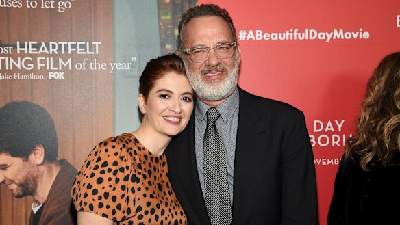 Director Marielle Heller with actor Tom Hanks at a screening of A Beautiful Day in the Neighborhood.