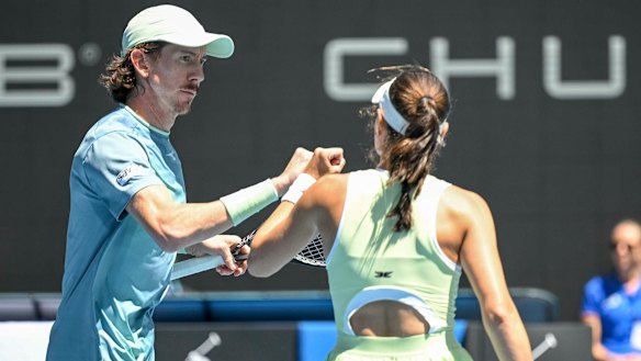 John-Patrick Smith with doubles partner Kim Birrell.