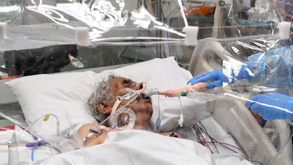 Viswanathan Nair in intensive care.