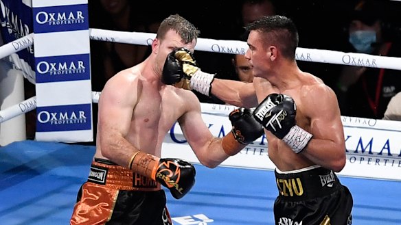 Jeff Horn took punishment throughout the fight.
