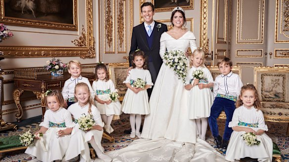 Princess Eugenie of York and Jack Brooksbank with their bridal party.