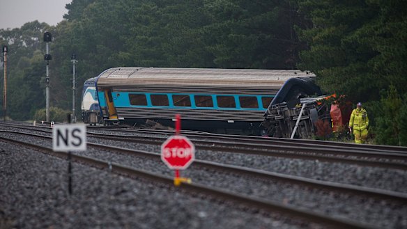 The scene of the train derailment at Wallan.