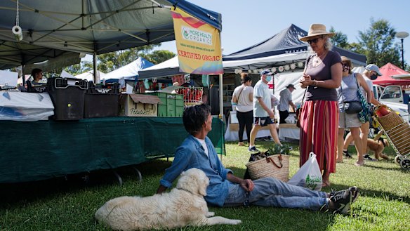 Mona Vale markets on Sydney's northern beaches on Sunday morning.