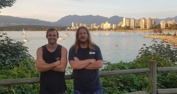 Danial Frater (right) and George Miller are stranded in Canada.