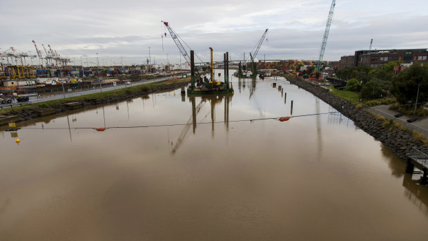 The Maribyrnong river has turned brown.