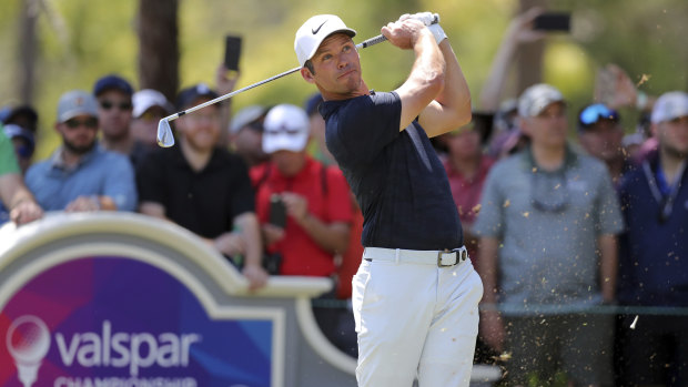 Englishman Paul Casey tees off on the second hole during the final round of the Valspar Championship.