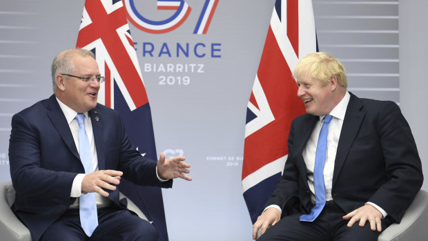 Scott Morrison and Boris Johnson in the photo posted on Instagram by Mr Morrison. 