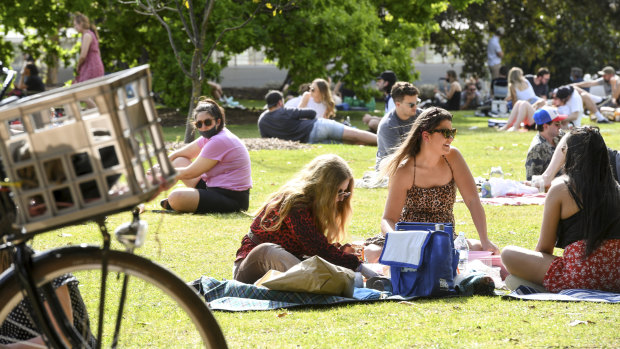 Life is returning to the parks, as Melbourne people are, indeed "getting there".