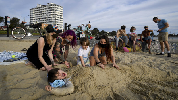 Hosueholds were out enjoying the beautiful Spring day at St Kilda Beach on Saturday. 
