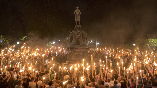 Nazis and white supremacists rally on the grounds of the University of Virginia in Charlottesville, August 11, 2017.  