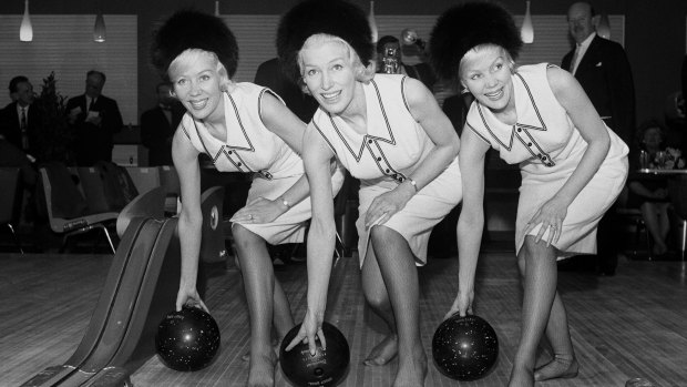 The Beverley sisters (left-right) Babs, Joy and Teddie at the Savoy Bowl in Blackpool, 1963.