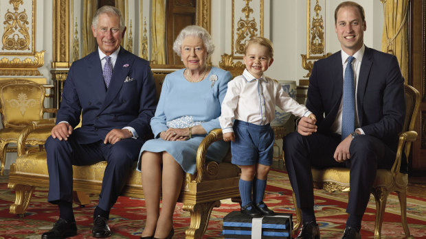 Prince Charles, the Queen, Prince George and Prince Williams in a photo marking the Queen's 90th birthday in 2016.