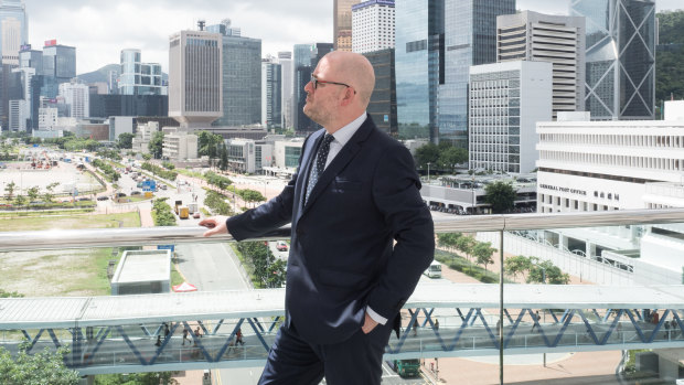 Edward Farrelly looks out over Hong Kong's Central and Admiralty district. 