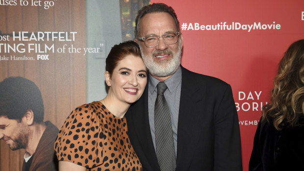 Director Marielle Heller with actor Tom Hanks at a screening of A Beautiful Day in the Neighborhood.