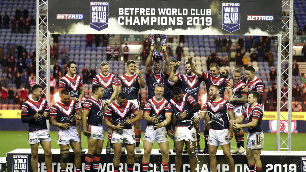 Triumphant: The Roosters have equalled Wigan's record of four WCC titles.