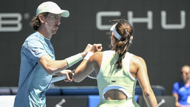 John-Patrick Smith with doubles partner Kim Birrell.