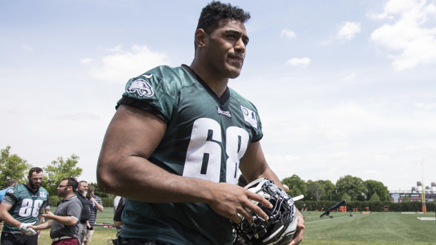 Turning heads: Philadelphia Eagles' Australian offensive lineman Jordan Mailata.