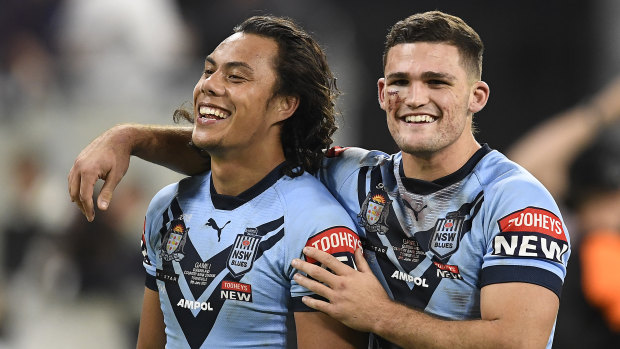 Jarome Luai and Nathan Cleary during State of Origin.