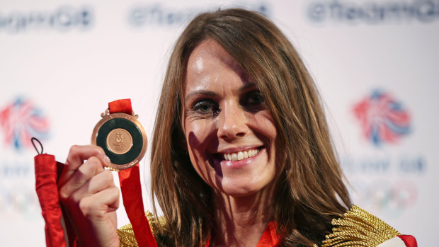 Finally: Kelly Sotherton after being presented with her belated 2008 Beijing heptathlon bronze medal.