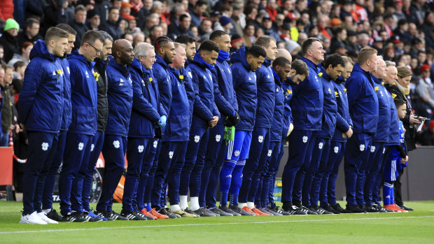 Cardiff City players observed a minute's silence in tribute to Emiliano Sala before the match against Southampton.