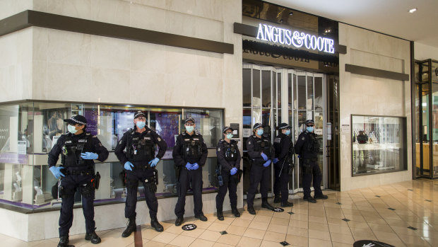 Public Order Response officers inside Chadstone.