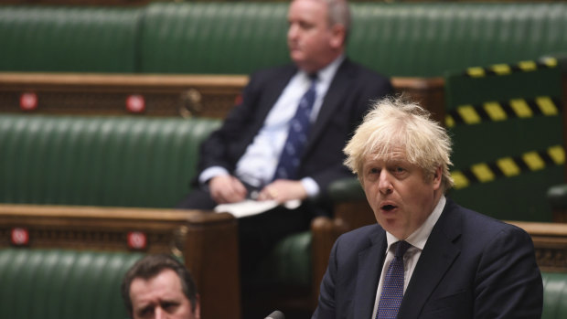 Britain's Prime Minister Boris Johnson in the Commons. 