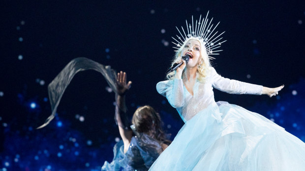 Kate Miller-Heidke performs at her second technical rehearsal for the 64th Eurovision Song Contest in Tel Aviv.