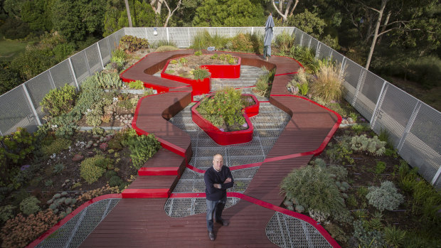 Associate Professor Nicholas Williams on a green roof at the Burnley Campus of University of Melbourne.