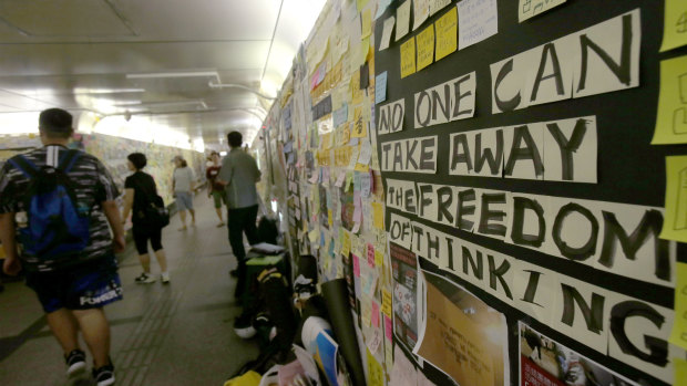 Lennon walls, named in honour of Beatle and peace campaigner John Lennon, have become symbolic of recent protests in Hong Kong.