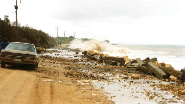 The coastal damage during heavy seas in 1994.