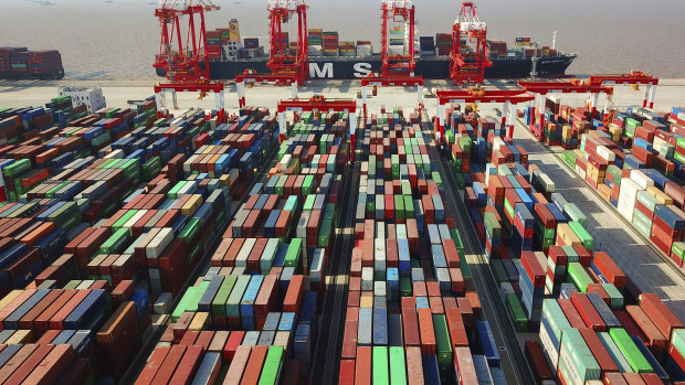 A container port in Shanghai. The diversion of global activity from China could reshape, or even collapse, global supply chains.