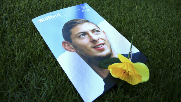 A view of the match day program with an image of Emiliano Sala on the cover, ahead of the English Premier League match between Cardiff and Bournemouth on Saturday.