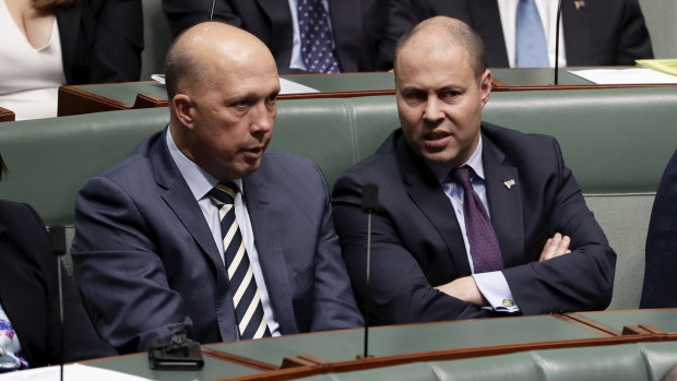 GetUp was unable to defend its assertion that Josh Frydenberg (right) was involved in the 2018 leadership challenge mounted by Peter Dutton (left). 
