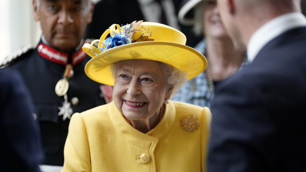 Queen Elizabeth at the opening of a rail line named in her honour.