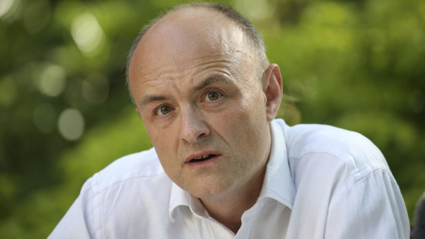 Dominic Cummings holds a press conference in the rose garden at Downing Street on Monday.