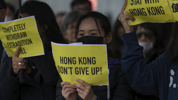 A pro-Hong Kong demonstration in Fed Square on Sunday.