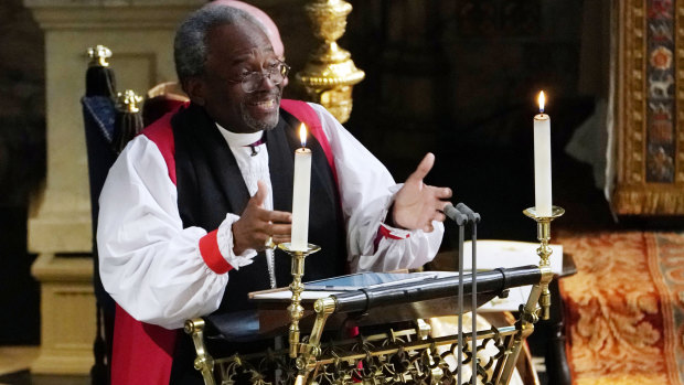The Most Rev Bishop Michael Curry, primate of the Episcopal Church, veering off script.