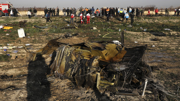 Debris from the downed Ukranian plane on the outskirts of Tehran in January.