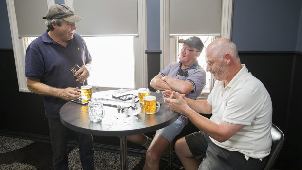 Locals enjoy some beers at Euroa Hotel, 50 kilometres south of Shepparton. 