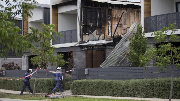 Investigators at the scene on Wednesday.