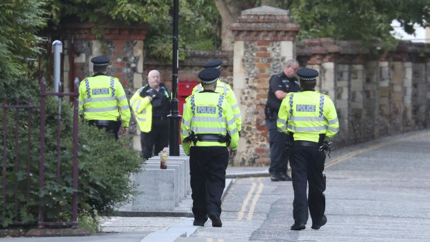 Police arrive at Forbury Gardens in Reading following the incident.