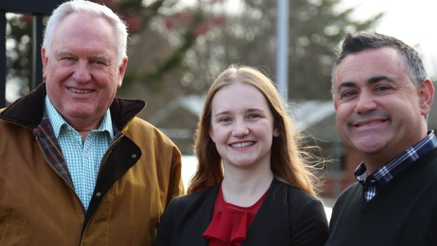 Yvette Quinn, the 21-year-old Nationals candidate for Orange, with Deputy Premier John Barilaro (right).